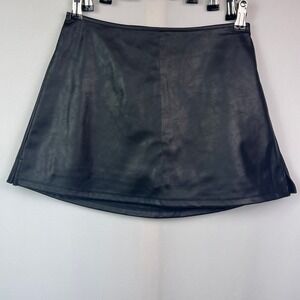 Wild Fable Black Y2K Faux Leather Mini Skirt Womens XS Side Zip